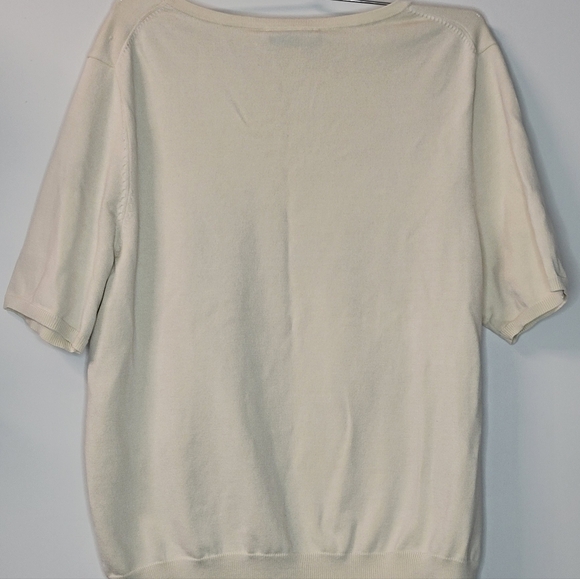 Pendleton Beige Cream Silk Blend Short Sleeve Pullover Sweater Top Blouse Sz M - Picture 4 of 5
